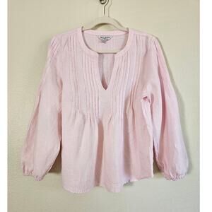 Tommy Bahama Coastalina 100% Linen Pintuck Peasant Blouse, Size M